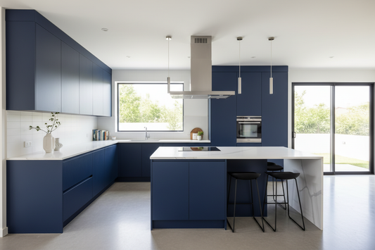 custom blue cabinets