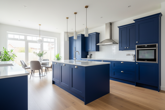 blue kitchen cabinets