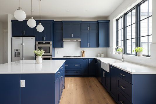 blue kitchen cabinets