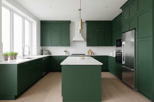 green kitchen cabinets