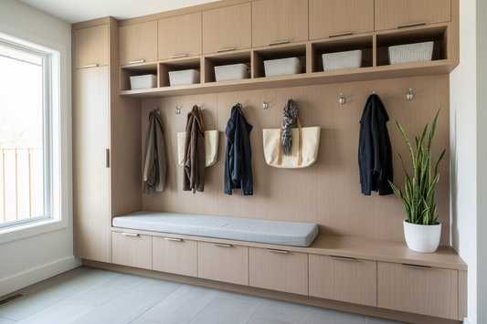 Modern Mudroom Cabinets with Bench Designs for Stylish Entryways