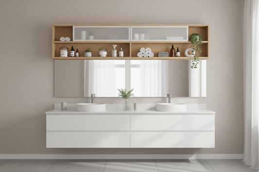 bathroom cabinet on vanity